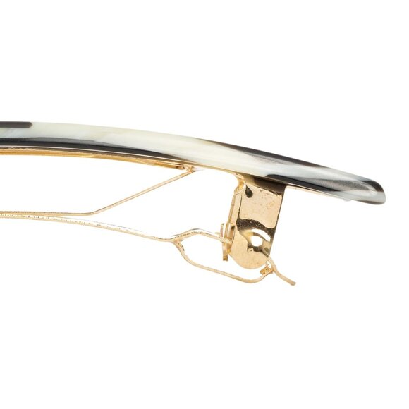 Black & White Hair Barrette for Thin Hair French Classic Rectangular Accessory - Picture 6 of 9